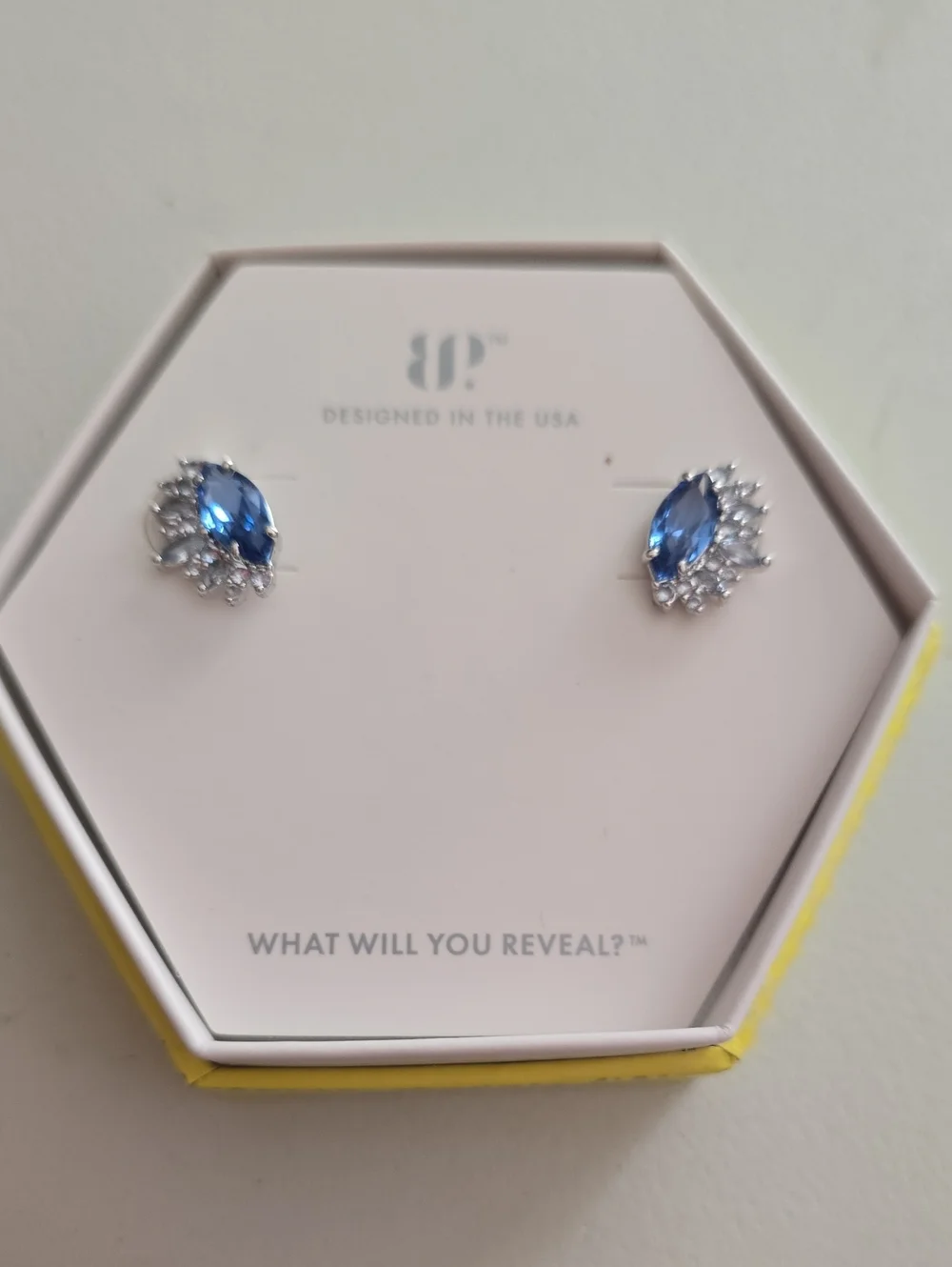 bp Blue Marquise Crystal Stud Earrings with Clear Accents